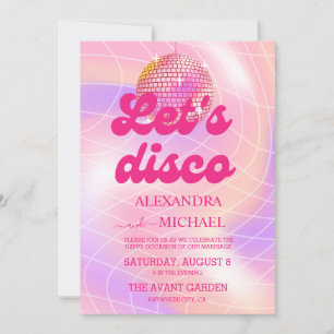 Groovy Retro Roller Roze en Gouden Bruiloft Kaart