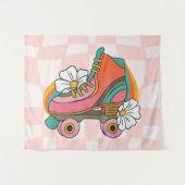 Groovy Retro Roller Schaats 60s Hippie Rainbow Wandkleed (Voorkant (horizontaal))