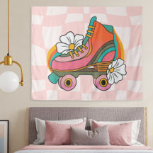 Groovy Retro Roller Schaats 60s Hippie Regenboog