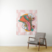 Groovy Retro Roller Skate 60s Hippie Regenboog Wandkleed (In situ)