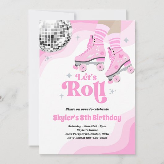 Groovy Retro Roller Skating Disco Birthday Party Kaart (Voorkant)