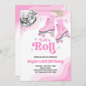 Groovy Retro Roller Skating Disco Birthday Party Kaart (Voorkant / Achterkant)