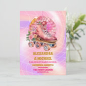 Groovy Retro Rolschaatsen Bruiloft Kaart (Staand voorkant)