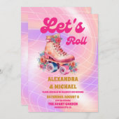 Groovy Retro Rolschaatsen Bruiloft Kaart (Voorkant / Achterkant)