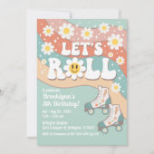 Groovy Retro Rolschaatsen Verjaardagsfeest Kaart (Voorkant)