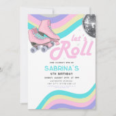 Groovy Retro Rolschaatsen Verjaardagsfeest Kaart (Voorkant)