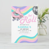 Groovy Retro Rolschaatsen Verjaardagsfeest Kaart (Staand voorkant)