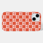 Groovy Retro Romantische Liefde Hart Rood Checkerb Case-Mate iPhone Case (Achterkant (horizontaal))