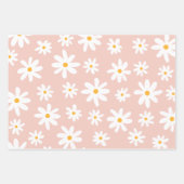 Groovy Retro Roze Bruin Daisy Floral Inpakpapier Vel (Voorkant 2)