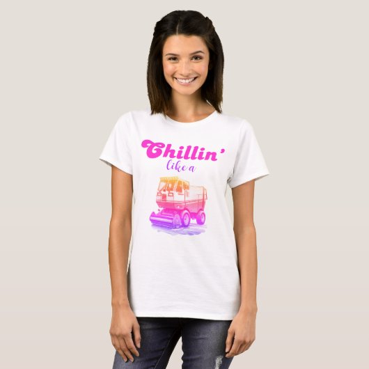 Groovy Retro Roze Chillin als een Ice Resurfacer T-shirt (Voorkant volledig)