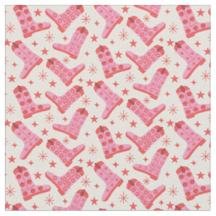 Groovy Retro Roze Cowgirl laarzen met Rode Sterren Stof