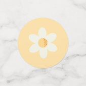 Groovy Retro Roze Daisy Tafel Confetti – Boho 1st (Kleine voorkant)