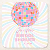 Groovy Retro Roze Disco Ball 70s 80s Vrijgezellenf Kartonnen Onderzetters (Voorkant)