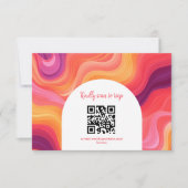 Groovy Retro Roze en Oranje Boog Bruiloft RSVP Kaartje (Voorkant)