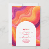 Groovy Retro Roze en Sinaasappel Boog Bruid Kaart (Voorkant)