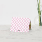 Groovy Retro Roze en Witte Ruit 1e Verjaardag Bedankkaart (Achterkant)