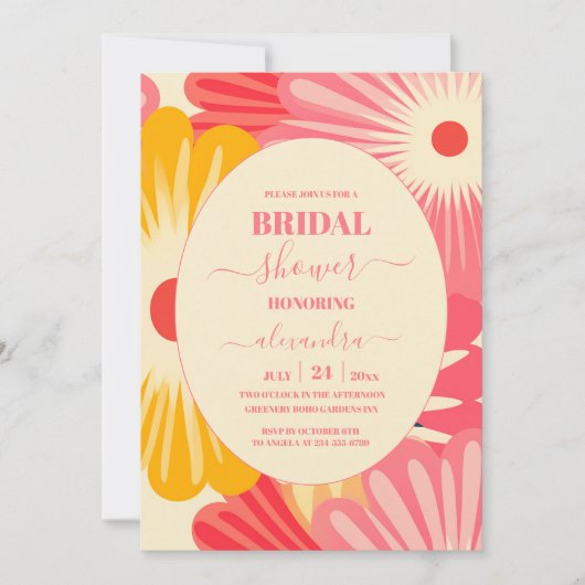 Groovy Retro Roze & Goud Vrijgezellenfeest Kaart (Voorkant)