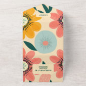 Groovy Retro Roze & Gouden Bruiloft All In One Uitnodiging (Buitenkant)