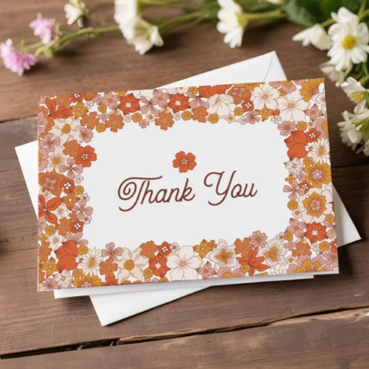 Groovy Retro Roze Oranje Vrijgezellenfeest Bedankkaart