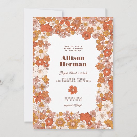 Groovy Retro Roze Oranje Vrijgezellenfeest Kaart (Voorkant)