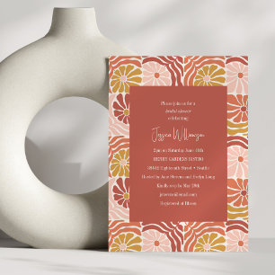 Groovy Retro Roze Roest Bloemen Schattige Vrijgeze Kaart
