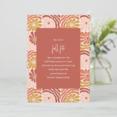 Groovy Retro Roze Roest Bloemige Boho Herfst Feest Kaart (Staand voorkant)
