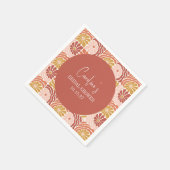 Groovy Retro Roze Roest Bloemstuk Aangepaste Bruil Servet (Hoek)