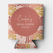 Groovy Retro Roze Roest Bloemstuk Custom Bruidssho Blikjeskoeler (Voorkant)