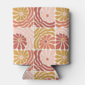 Groovy Retro Roze Rust Bloemen Aangepast Vrijgezel Blikjeskoeler (Achterkant)