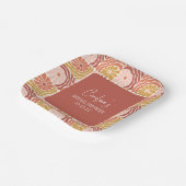 Groovy Retro Roze Rust Bloemen Aangepast Vrijgezel Papieren Bordje (Gebogen)