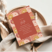 Groovy Retro Roze Rust Bloemen Boho Herfst Fete Kaart