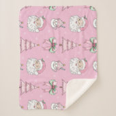 Groovy Retro Roze Santa Claus Wink Sherpa Deken (Voorkant)