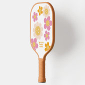 Groovy Retro Roze Sinaasappel Flowers gepersonalis Pickleball Paddle (Links)