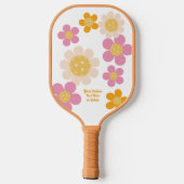 Groovy Retro Roze Sinaasappel Flowers gepersonalis Pickleball Paddle (Achterkant)