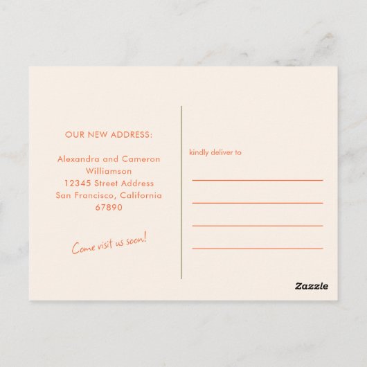 Groovy Retro Roze Sinaasappel Verplaatst Nieuw Thu Briefkaart (Achterkant)