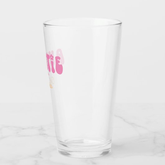 Groovy Retro Roze Tante Vastgesteld Monogram Glas (Links)