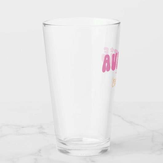 Groovy Retro Roze Tante Vastgesteld Monogram Glas (Rechts)