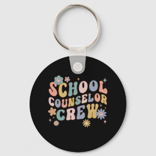 Groovy Retro School Counselor Crew Teacher Terug n Sleutelhanger