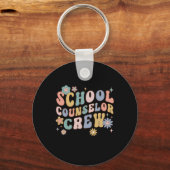 Groovy Retro School Counselor Crew Teacher Terug n Sleutelhanger (Achterkant)