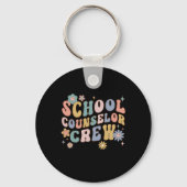 Groovy Retro School Counselor Crew Teacher Terug n Sleutelhanger (Achterkant)