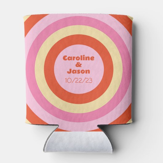 Groovy Retro  Seventies Circle Bruiloft Blikjeskoeler (Achterkant)