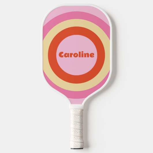 Groovy Retro  Seventies gelaagde cirkelnaam Pickleball Paddle (Voorkant)