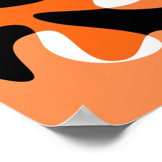 Groovy Retro Shapes Oranje Black White Poster (Hoek)