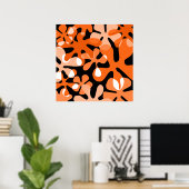Groovy Retro Shapes Oranje Black White Poster (Thuiskantoor)