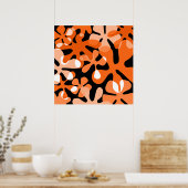 Groovy Retro Shapes Oranje Black White Poster (Keuken)