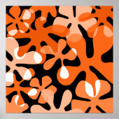 Groovy Retro Shapes Oranje Black White Poster (Voorkant)
