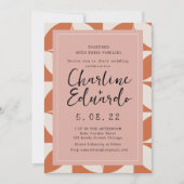 Groovy Retro Sinaasappel Beige Handschrift Bruilof Kaart (Voorkant)