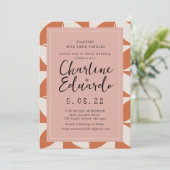 Groovy Retro Sinaasappel Beige Handschrift Bruilof Kaart (Staand voorkant)