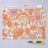 Groovy Retro Sinaasappel Bloemen Tissuepapier (Craft)