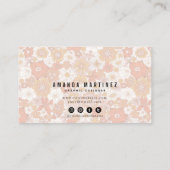 Groovy Retro Sinaasappel Bloemenpatroon Social Med Visitekaartje (Achterkant)